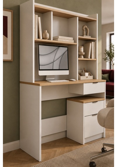 Home Armon Raflı Çekmeceli Kesonlu Çalışma Masası 120x163x50 Cm Beyaz Meşe Modern Tasarım Beyaz - 914411364 Beyaz Home Armon Raflı Çekmeceli Kesonlu Çalışma Masası 120x163x50 Cm Beyaz Meşe Modern Tasarım Beyaz - 914411364 Beyaz