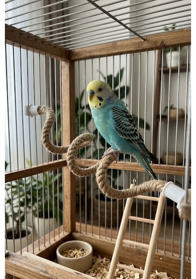 Mivra Pets 2'li Esnek Kuş Tüneği Seti 90 Cm Ahşap Jüt