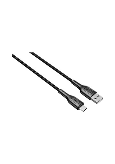 Knıt 2a Çıkış, Usb-a To Type-c Şarj Ve Data Aktarım Kablosu, Örgü Tasarım, 1 Metre, Siyah