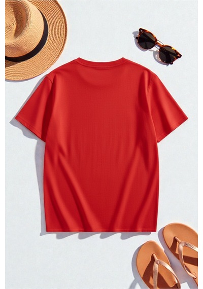 Uyguntarz Unisex Orchid Baskılı Oversize Tshirt Kırmızı