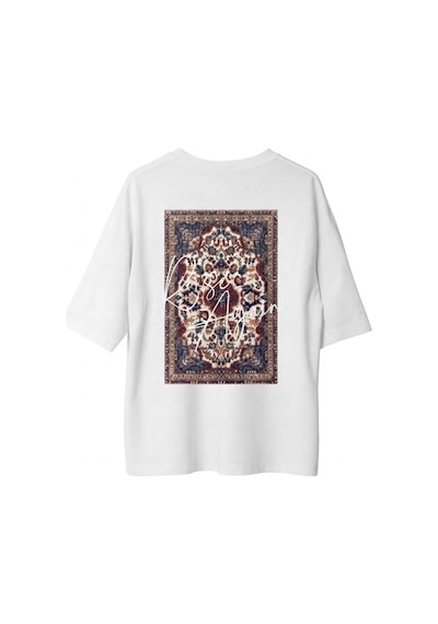 The Mgs Collective Rise Again Carpet Oversize Baskılı Unisex Beyaz T-shirt