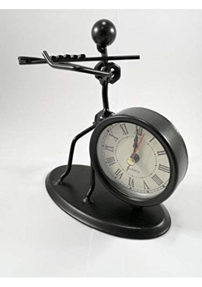 Sume Yan Flüt Çalan Metal Adam Masa Saati Ev Ofis Dekor Süs 0240-beyaz-şekilli-48cm