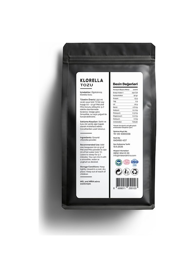 Organik Klorella Tozu 50g, Premium Chlorella Powder Glutensiz, Vegan, Katkısız
