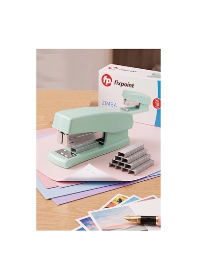Açık Yeşil Zımba Makinesi No:10 1 Adet Fixpoint P-4499 Pastel Renkler Küçük Zımba Makinası Ve Teli 15 20 Sayfa Ofis Büro