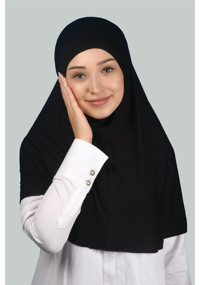 Altobeh İkili Set Pratik Eşarp Hazır Türban ve Hijab Tesettür Bonesi (XL) - Siyah