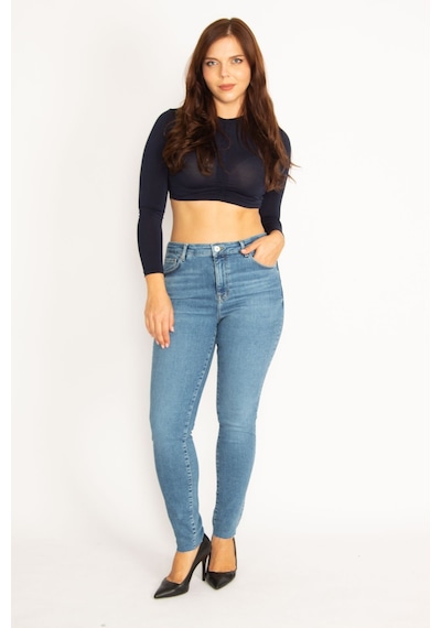 Şans Kadın Mavi 5 Cep Skinny Jean Pantolon 65n34896-mavi Mavi