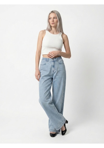 LOFT Wide Leg Regular Fit Kadın Pantolon Lf2040279 Q1.v1 Denim