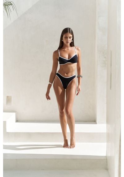 Mai Collection Mai Studios Co. Laili Kontrast Şerit Detaylı Siyah Bikini Üstü Siyah