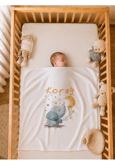 Pia Baby İsme Özel Erkek Bebek Yenidoğan Hastane Çıkışı %100 Pamuk Organik Baskılı Battaniyeli Tulum Set 2068bt0x Krem