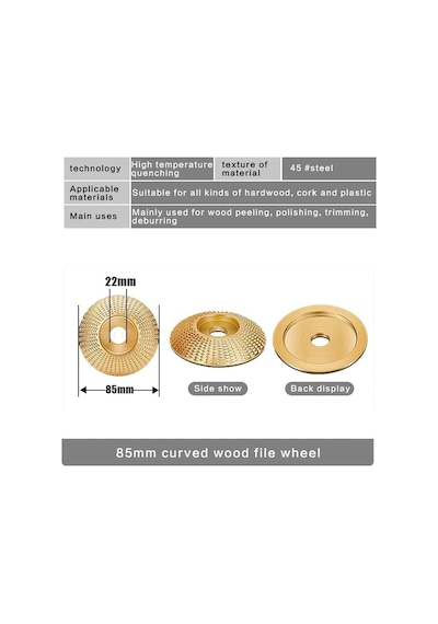 Depolife Ahşap Törpü Eğe Disk 85mm Kuksa Tabak Oval Oyma Açılı Taşlama Diski Aşındırıcı Oyma Şekillendirme