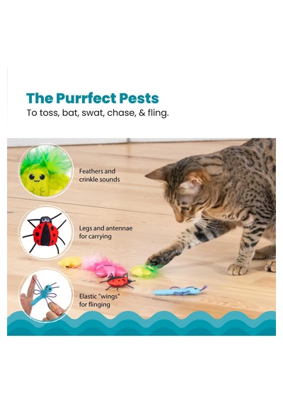 Petstages Cute As A Bug Böcek Şeklinde Catnip'li Kedi Çiğneme Oyuncağı 6'lı Paket