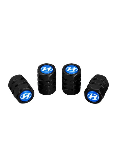 Hyundai Logo Baskılı Universal Sibop Kapağı Seti - Siyah 4 Adet
