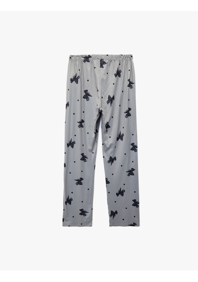 Koton Fiyonk Desenli Rahat Kesim 2'li Pijama Takımı Gri Desenli 6wlk40263mk