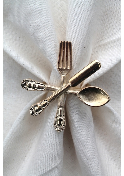 6 Adet Dekoratif Gold Food Style Peçete Halkası - Napkin Ring