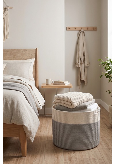 Villadia Home Textile Hasır Sepet Çok Amaçlı Çamaşır Oyuncak Battaniye Kıyafet Depolama Sepeti Dekoratif Organizer 3209sepet