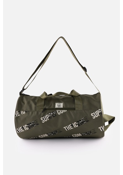 İcone Bag Unisex Spor Çanta Silindir Model, Baskılı, Ön Ve İç Cepli, Yan Saplı, Ayarlanabilir Omuz Askılı Haki