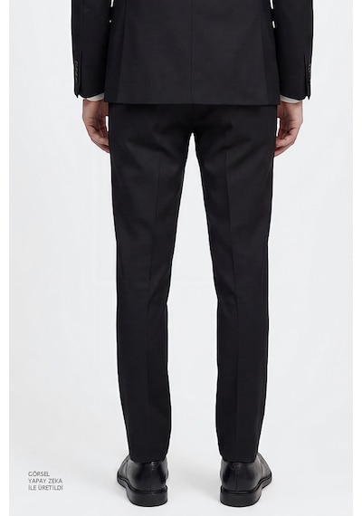 AC&Co / Altınyıldız Classics ERKEK SIYAH Ekstra Slim Fit Dar Kesim Kırlangıç Yaka Takım Elbise Siyah