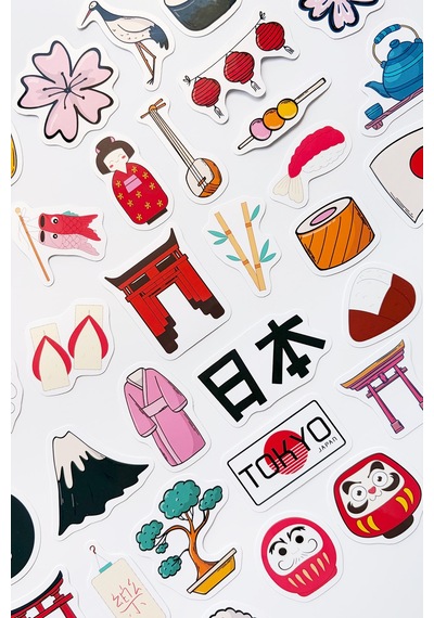 Japon Temalı Kültürel 42 Adet Sticker Paketi Japonya Laptop Termos Telefon Etiket Seti