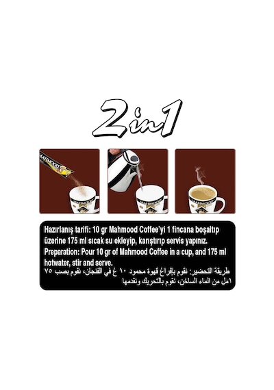 Mahmood Coffee 2'si 1 Arada Kahve 36 x 10 G + Fincan