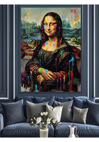 Mona Lisa Pop-art Versiyonu Dekoratif Kanvas - Mdf Ahşap Tablo