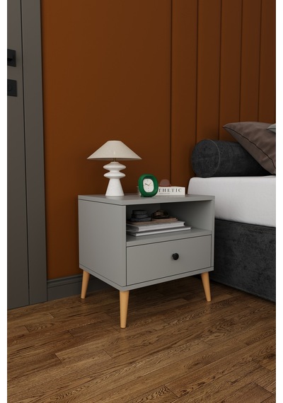 Modern Çekmeceli Komodin Şifonyer %100 Mdf Çok Amaçlı Organizer Kmd02 Kül Gri