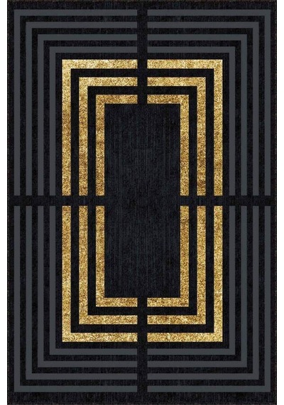 Gold Çerçeveli Kaymaz Taban Makinede Yıkanabilir Halı Rv095n11