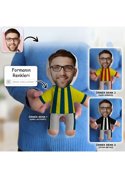 Bk Gift Kişiye Özel Forma Rengini Belirle Fotoğraflı Taraftar  Bebek Yastık Çok Renkli