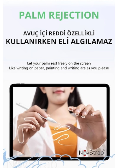Novstrap Apple Uyumlu iPad  11. Nesil A16 / 10. Nesil 10.9 İnç İle Bluetooth Dokunmatik Tablet Kalemi Bp26bl Pil Ekranlı Kısayol Tuşlu Stylus Pencil