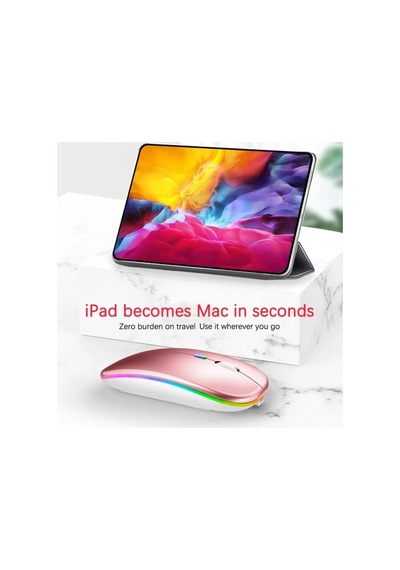 Led Işıklı Şarjlı Mouse 2.4ghz Usb Wireless Ve Bluetooth Lu Sessiz İos Uyumlu  Android Telefon Tablet Pc Tv Diğer