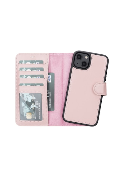 Apple Uyumlu iPhone 14 Deri Cüzdanlı Kılıf MWWN NU2 Pembe