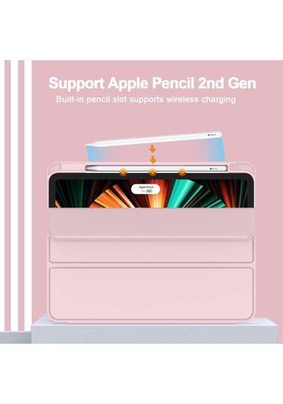 Apple Uyumlu iPad, Pro 12.9 5. Nesil 2021 Kılıf Kalem Bölmeli Smart Case