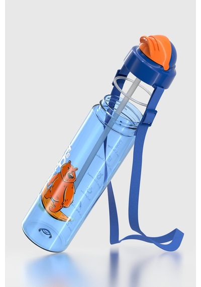 Renga Migo Desenli 630 Ml Askılı Pipetli Tritan Çocuk Matara 912143 Mavi MAvi