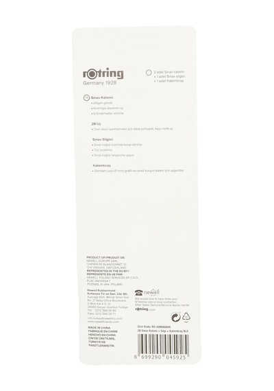 Rotring Ro-2090068wk Sınav Seti - Sınav Kalemi, Silgi, Kalemtraş, Siyah 124-Pembe