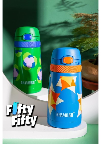 Shamobo Çocuk 350 Ml Pipetli Paslanmaz Çelik Termos Bpa İçermez 7 Renk Açık Yeşil