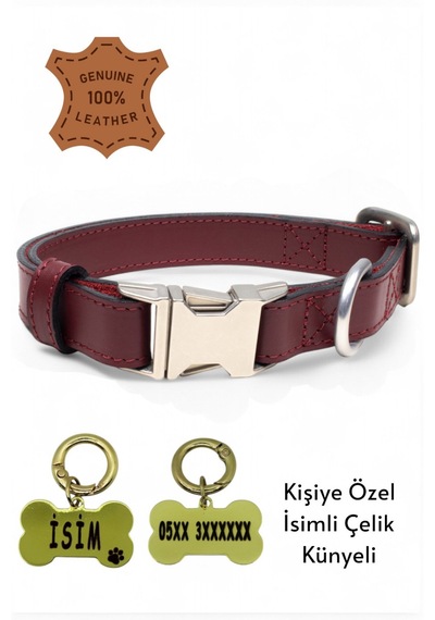 Hakiki Deri Köpek Boyun Tasması Lux Seri B