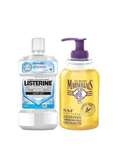 Listerine Advanced White 250 ML + Le Petit Marseillais Lavanta Yağı Saf Sıvı Sabun 300 ML