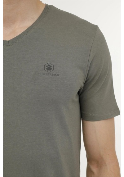 Lumberjack A10149740008010 4m M-ct106 Bsc V Nk T-sh 4fx Haki Erkek T-shirt Haki