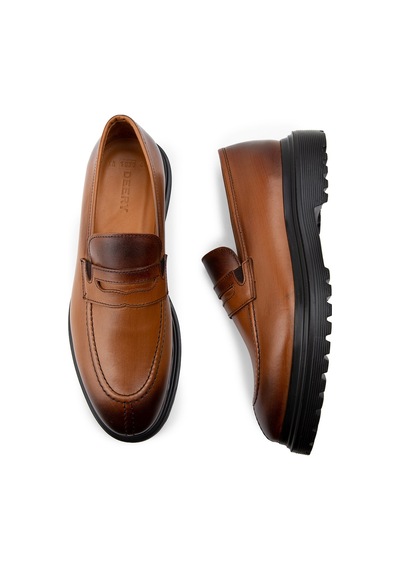 Deery Hakiki Deri Taba Rengi Loafer Erkek Ayakkabı - 01878mtbae01 Taba