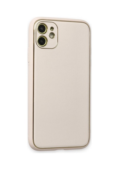 Newface Apple iPhone Uyumlu 12 Kılıf Coco Deri Silikon Kapak Glblseme - 49 - Beyaz