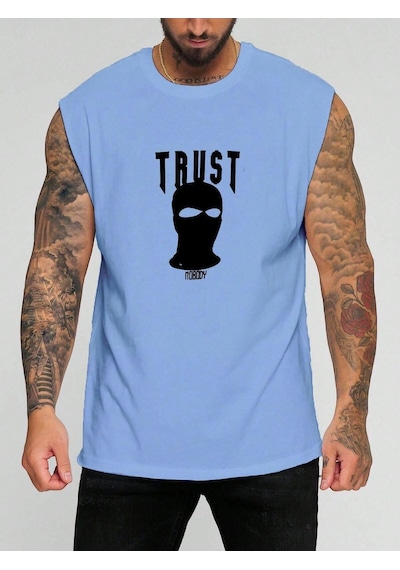 Trust Baskılı Kolsuz Tişört Bebe Mavisi