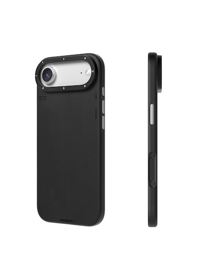 Apple Uyumlu iPhone 17 Air Kılıf M-safeli Basit Mat Deri Desenli Youngkit Tech Fashion Serisi Kapak Siyah Siyah