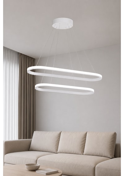 AvizeGO Elipso 2'li Led Sarkıt Avize Beyaz Işık