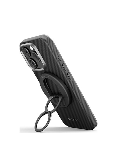 Pitaka 600d Aramid Fiber Black-grey Twill Magez Grip 3 Magnetik Ring Stand Telefon Tutucu Siyah-gri
