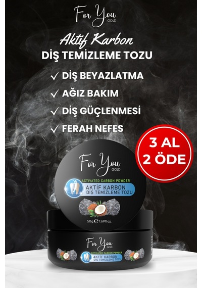Aktif Karbon Diş Temizleme Tozu 50 Gr Extra Beyazlatıcı Diş Tozu + Nane