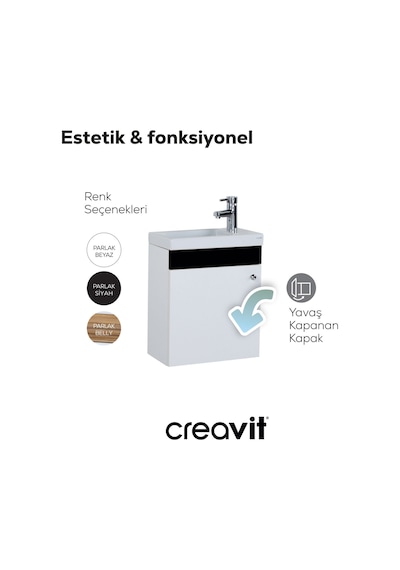 Creavit Elmas Lavabo Dolabı 45 Cm Beyaz-siyah Mat Beyaz Creavit Elmas Lavabo Dolabı 45 Cm Beyaz-siyah Mat Beyaz