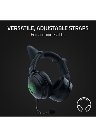 Lexroo Kitty Ears V2 - Evrensel Fit Clip-on Kitty Ears Kulaklıklar İçin Siyah