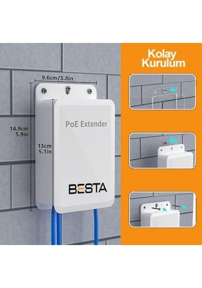 4 Port Poe Extender 1 Giriş 3 Çıkış, Ieee 802.3af/at Mini 4 Kanal Poe Tekrarlayıcı Ip66 Su Geçirmez
