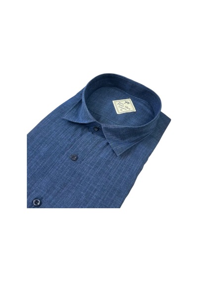 Pamuklu Uzun Kollu Çift Cepli Kapaklı Gömlek Regular Kalıp Mavi