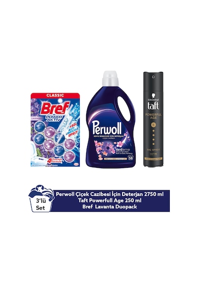 Perwoll Çamaşır Deterjanı Koyu Renkliler Için Çiçek Cazibesi 2.75 Lt Bref Lavanta Duopack Taft Power