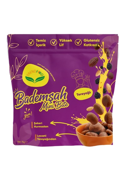 Trend Food Glutensiz, Şekersiz Hurma Suyu Bademli Tereyağlı Doğal Kurabiye 75 G Atıştırmalık